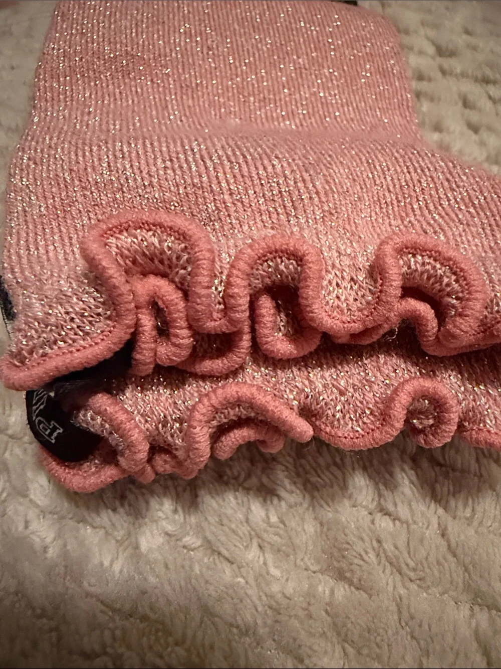 NWT PINK Victoria's Secret Metallic Rose Pink Crew Socks